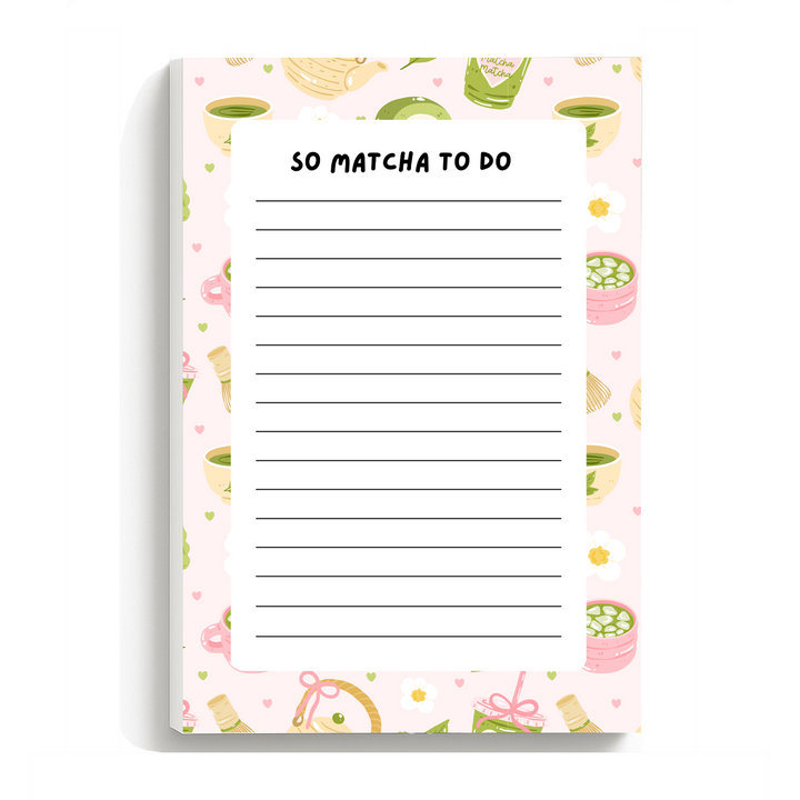 So Matcha To Do Notepad, Cute Memo Pad 5"x7"