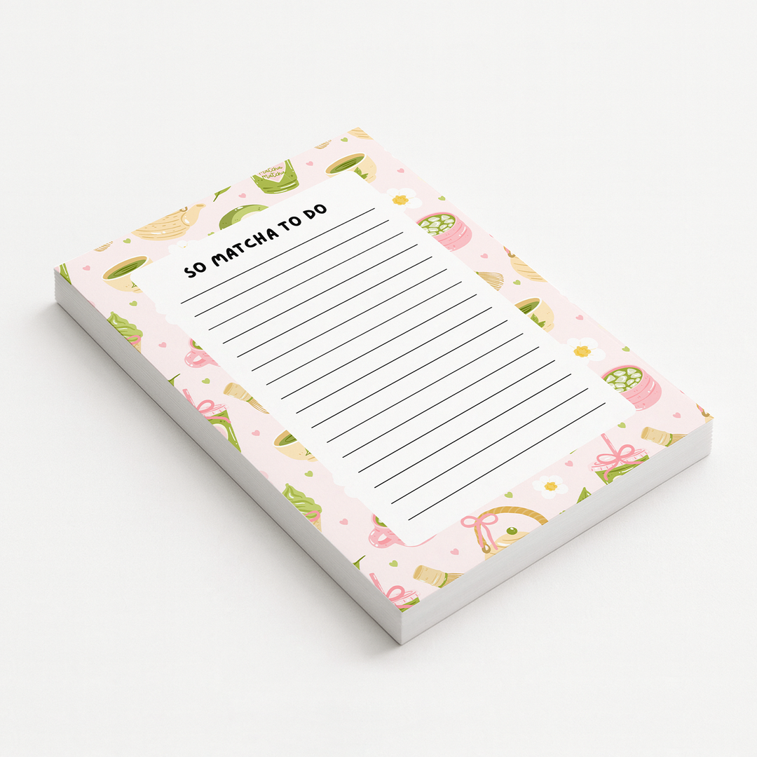 So Matcha To Do Notepad, Cute Memo Pad 5"x7"