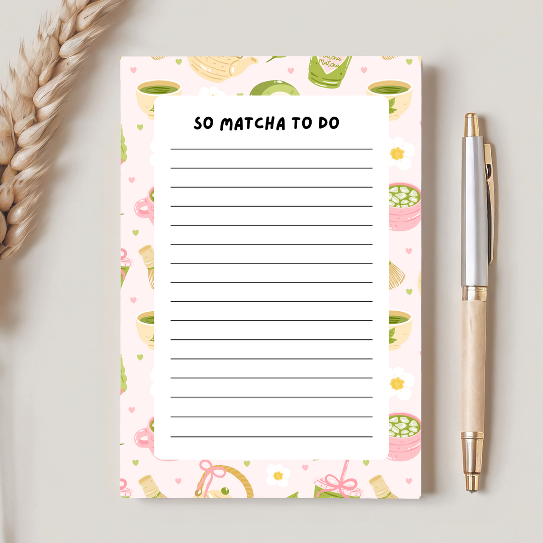 So Matcha To Do Notepad, Cute Memo Pad 5"x7"