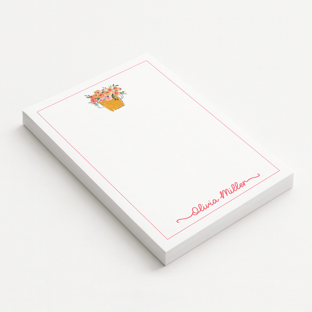 Personalized Notepad Pastel Florals, Custom Stationery