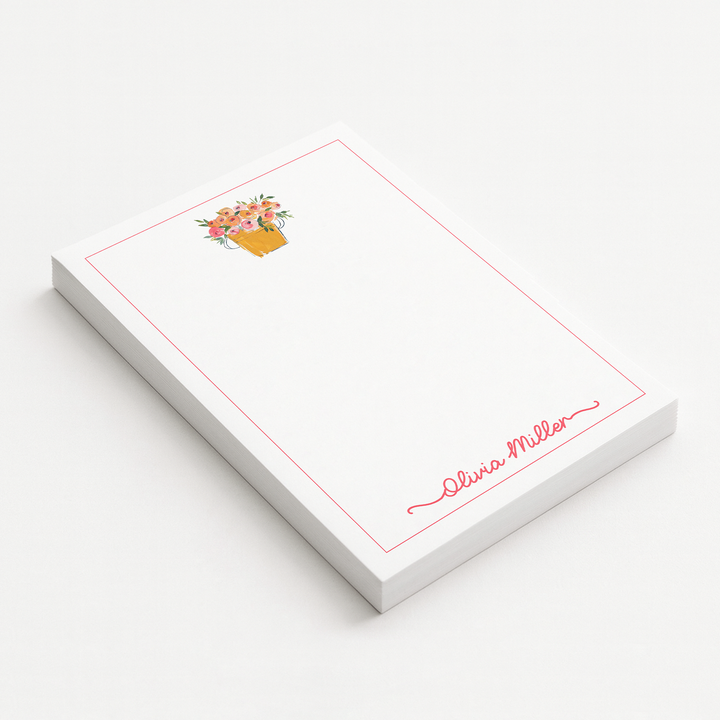 Personalized Notepad Pastel Florals, Custom Stationery