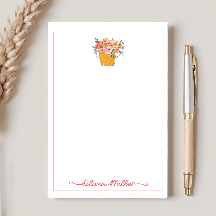 Personalized Notepad Pastel Florals, Custom Stationery