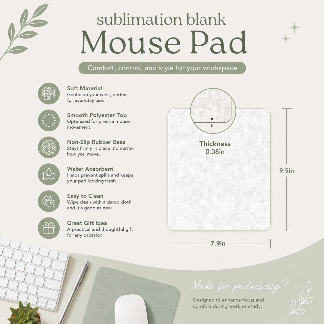 Sublimation Mousepad Blanks - 10 Pieces