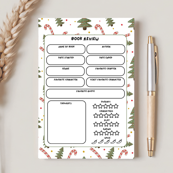 Book Review Notepad Template-Christmas Edition