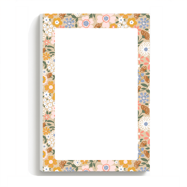 Pastel Neutral Floral Blank Notepad, Cute Book Memo Pad 5"x7"