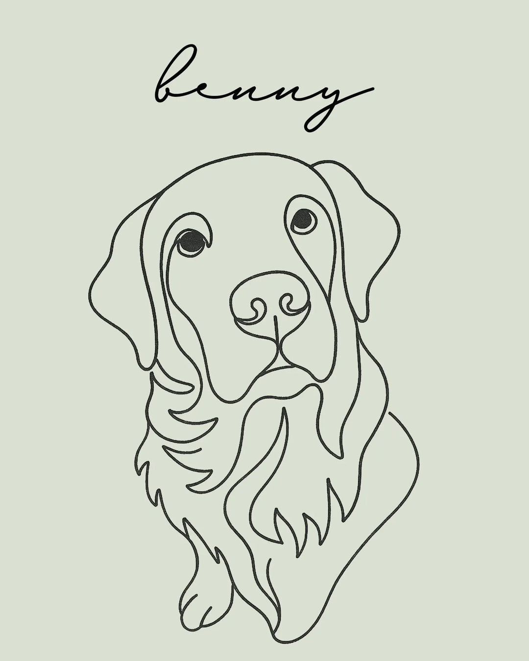 Personalized Dog Portrait, Single Line Art