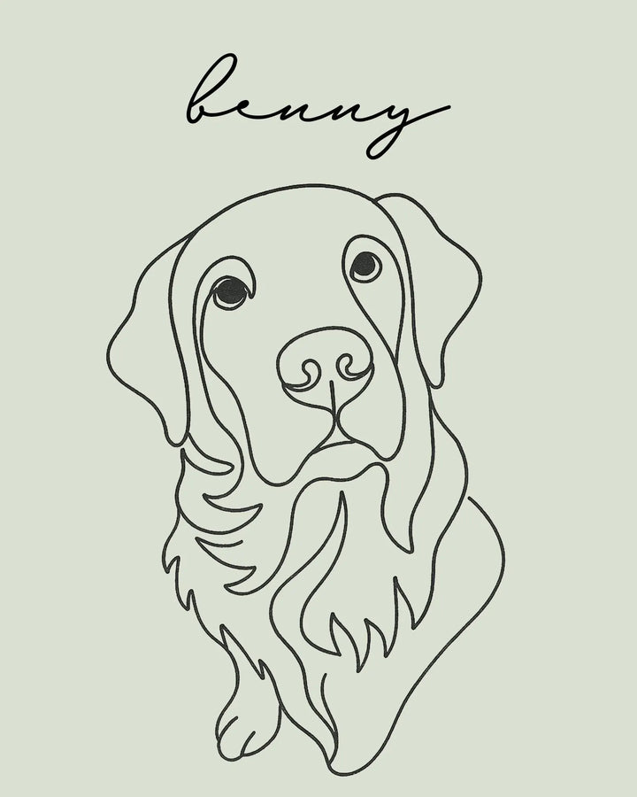 Personalized Dog Portrait, Single Line Art