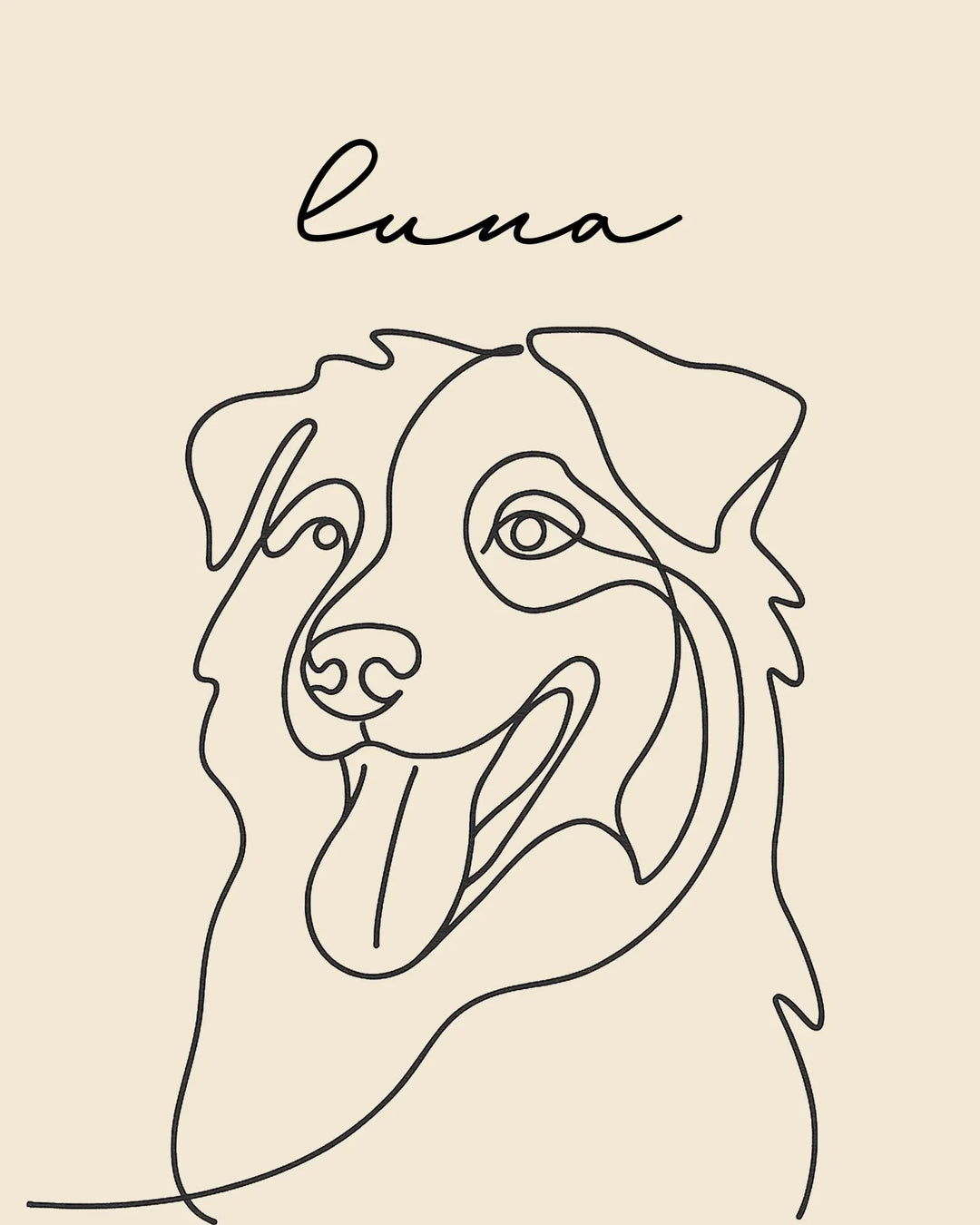 Personalized Dog Portrait, Single Line Art