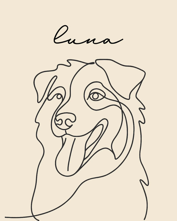 Personalized Dog Portrait, Single Line Art