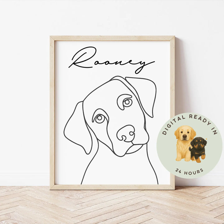 Personalized Dog Portrait, Single Line Art