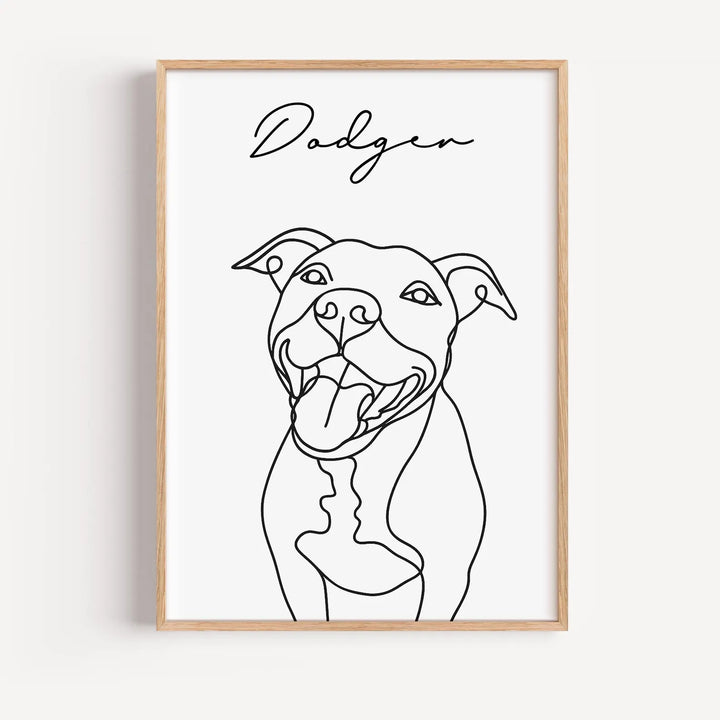 Personalized Dog Portrait, Single Line Art