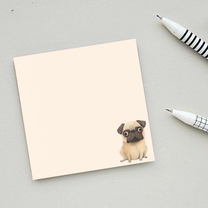 Funny Pug Notepad, Hand Drawn Pug Sticky Note, Pug Mom Gifts, Pug Stationery, Cute Dog Gift, Pug sticky Note
