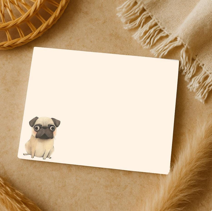 Funny Pug Notepad, Hand Drawn Pug Sticky Note, Pug Mom Gifts, Pug Stationery, Cute Dog Gift, Pug sticky Note