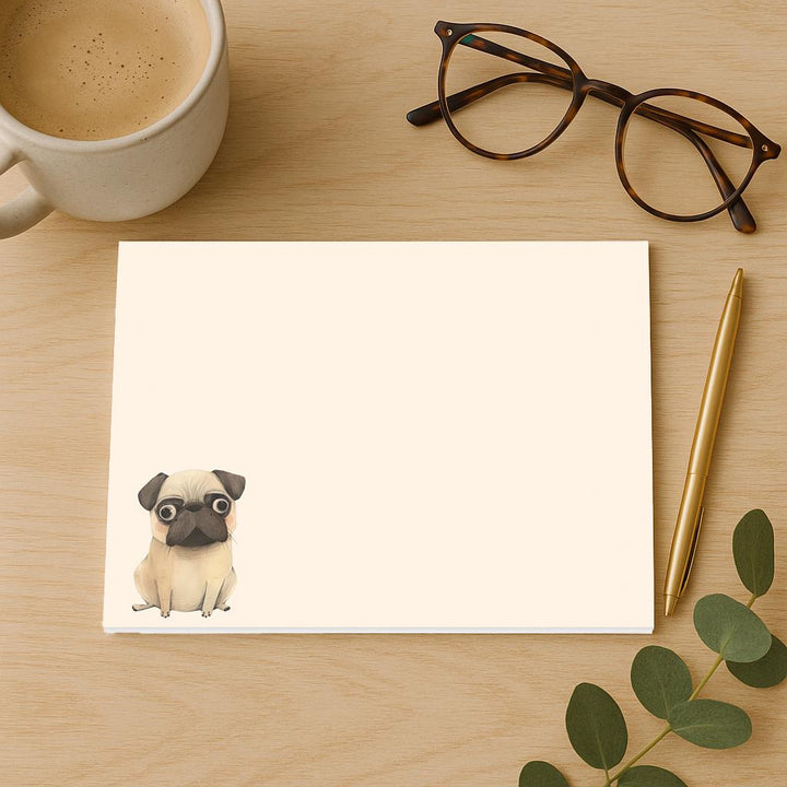 Funny Pug Notepad, Hand Drawn Pug Sticky Note, Pug Mom Gifts, Pug Stationery, Cute Dog Gift, Pug sticky Note