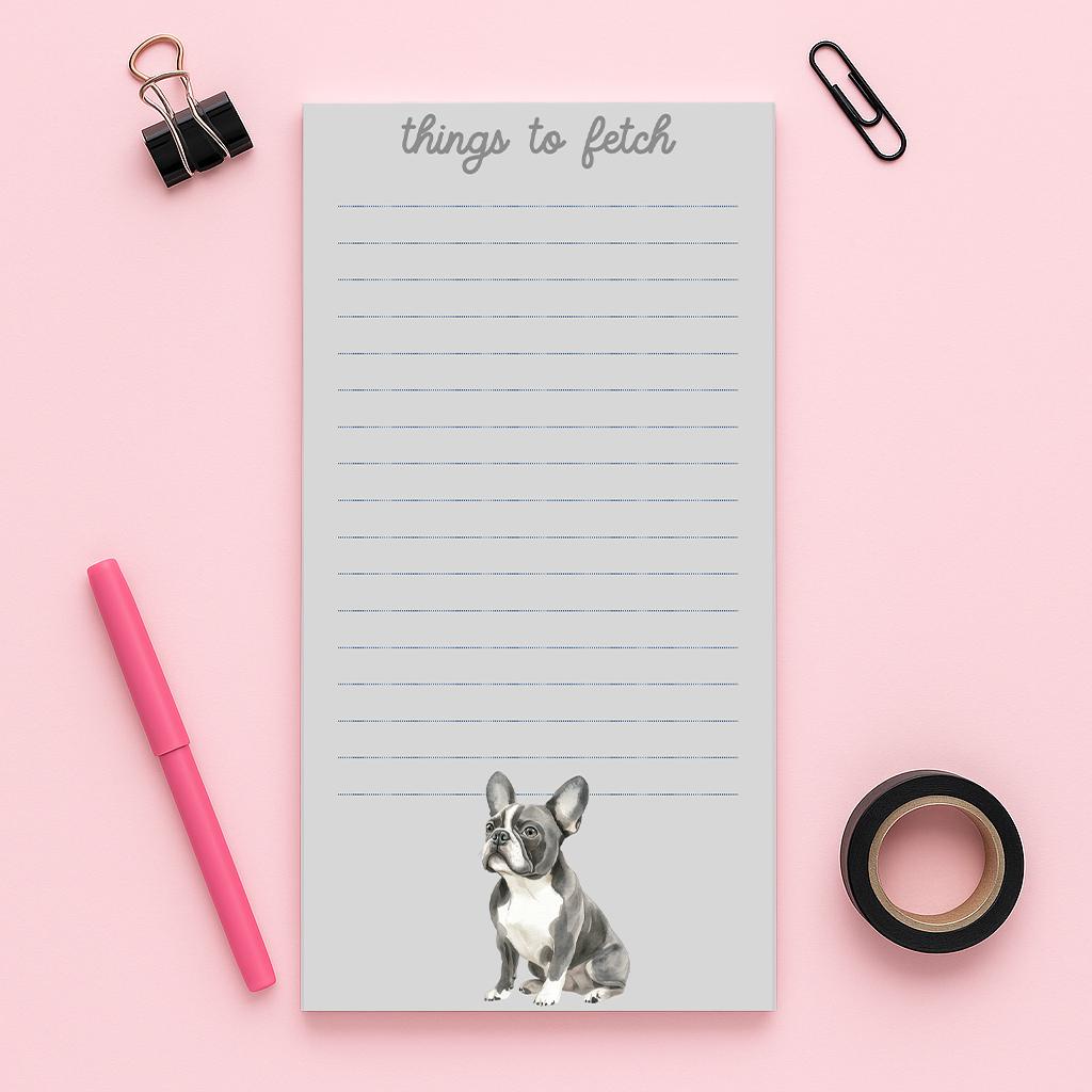 French Bulldog Notepad, Frenchie To Do List, French Bulldog Mom Gifts, Dog Mom Gift, Dog Notepad, Dog To do List, Custom Magnetic Notepad