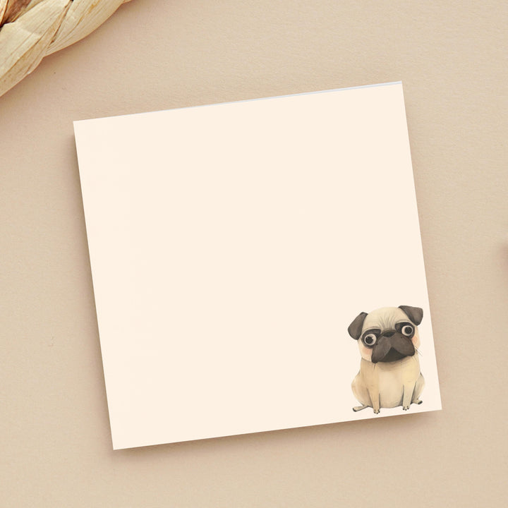 Funny Pug Notepad, Hand Drawn Pug Sticky Note, Pug Mom Gifts, Pug Stationery, Cute Dog Gift, Pug sticky Note