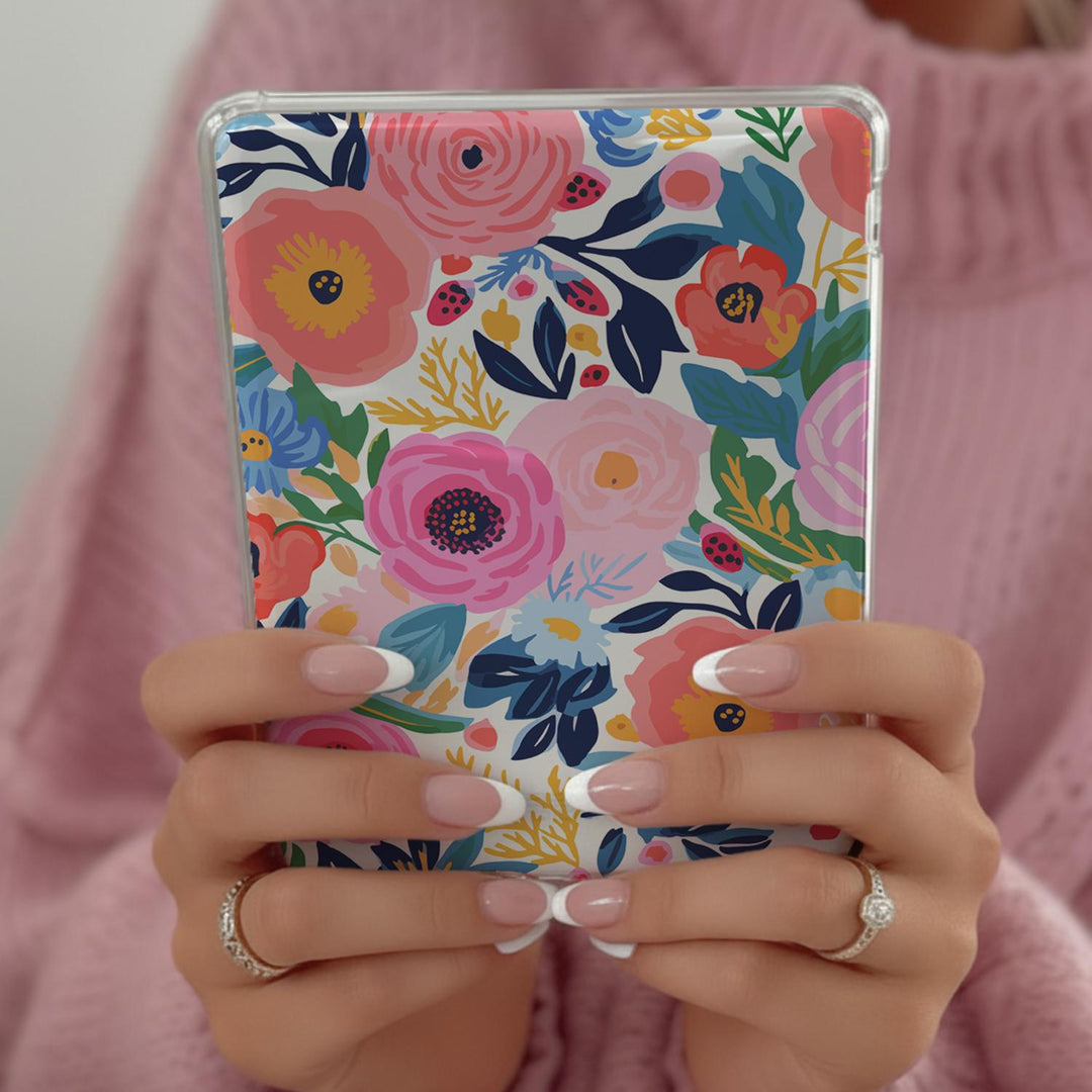 Floral Kindle Clear Case Insert, Decorative Flowers BOF5