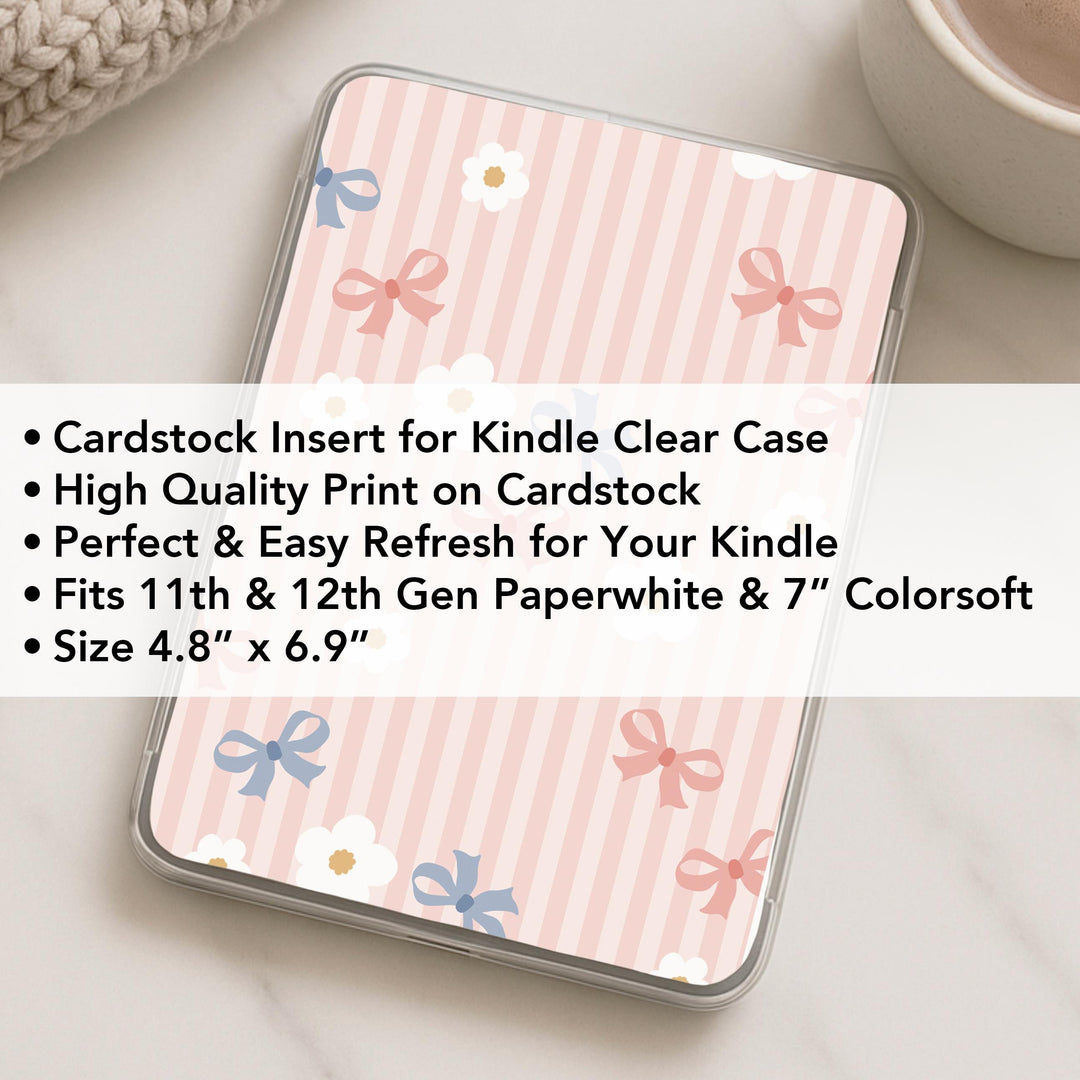 Coquette Kindle Paperwhite Insert: Ribbon & Flower Cardstock (11th/12th Gen)