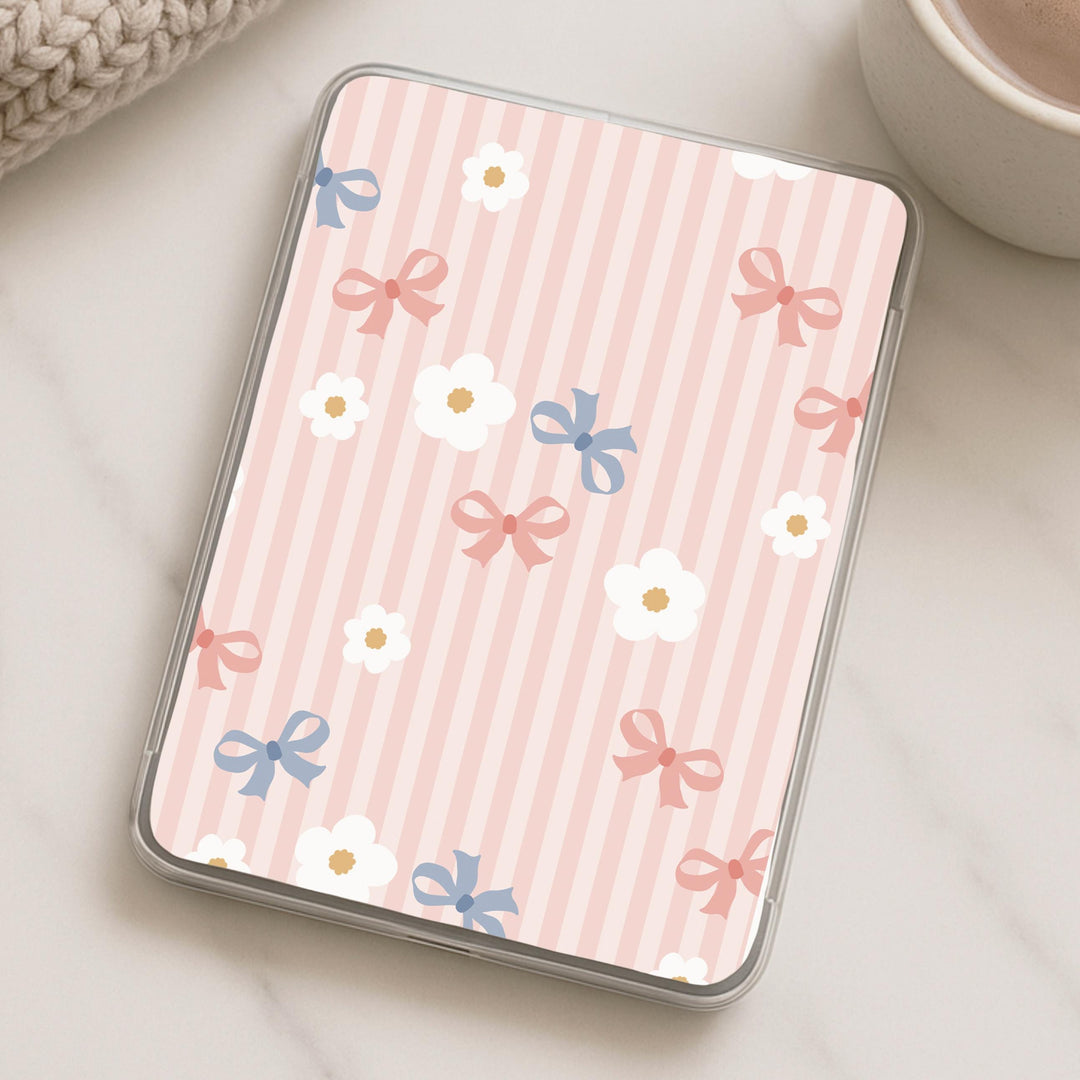 Coquette Kindle Paperwhite Insert: Ribbon & Flower Cardstock (11th/12th Gen)