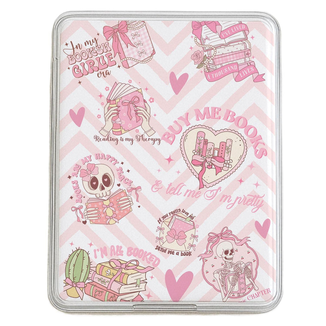Pink Bookish Girlie Kindle Clear Case Insert FL23 – Zoomies Paper Co.