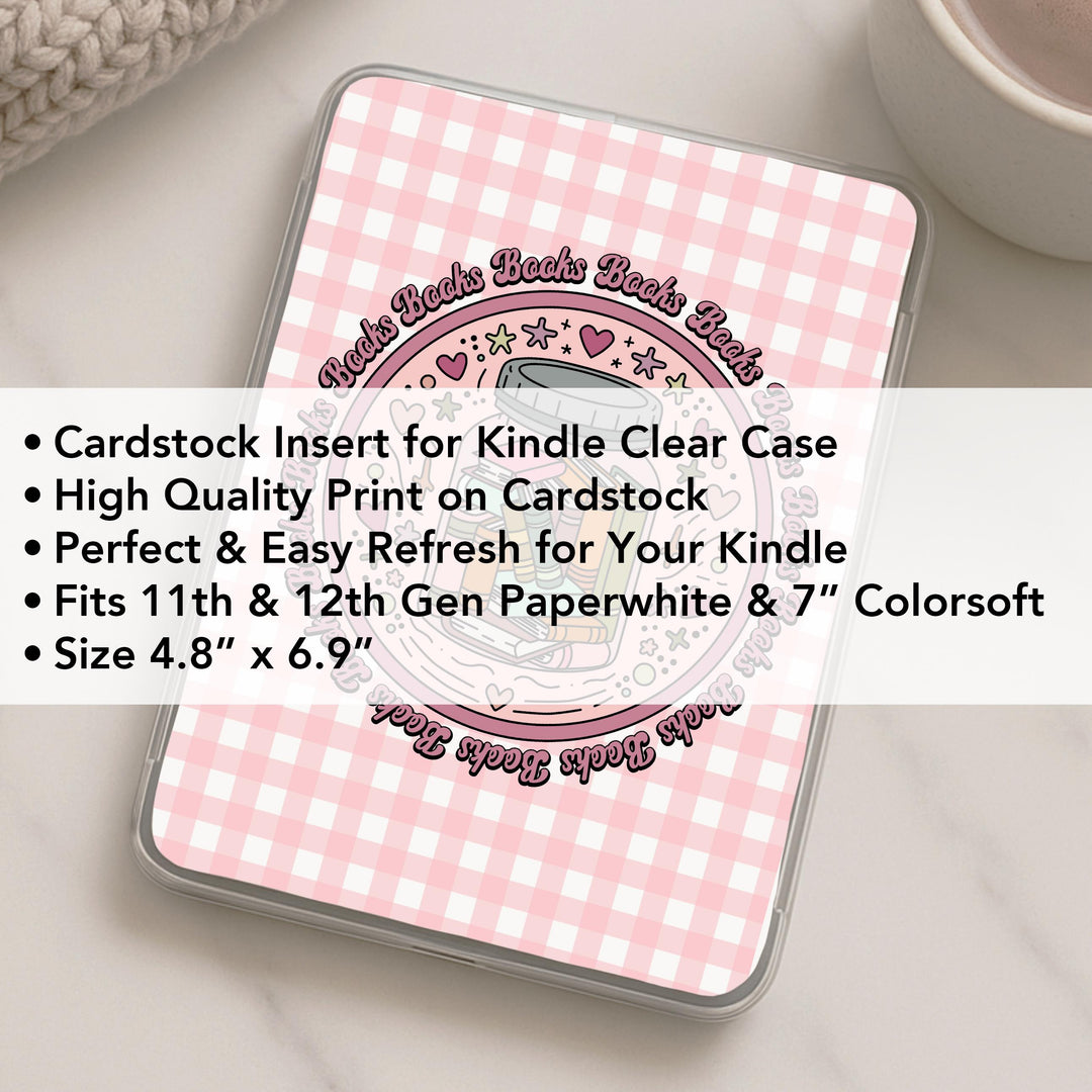Pink Bookish Girl Kindle Clear Case Insert – Zoomies Paper Co.