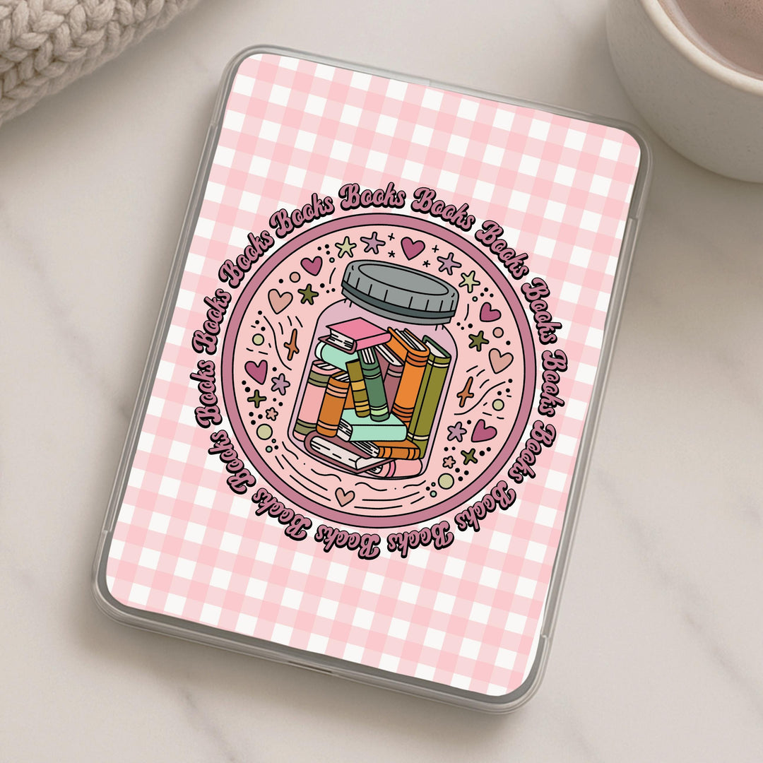 Pink Bookish Girl Kindle Clear Case Insert FD34 – Zoomies Paper Co.