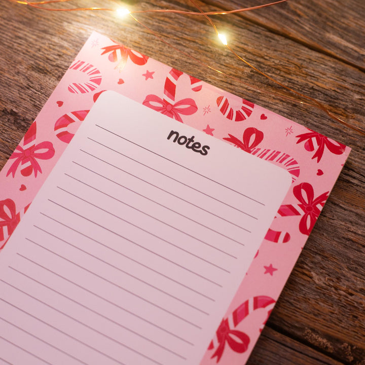 Christmas Candy Canes Notepad 5"x7", Christmas Memo Pad Stationery Lover Gift Stocking Stuffer