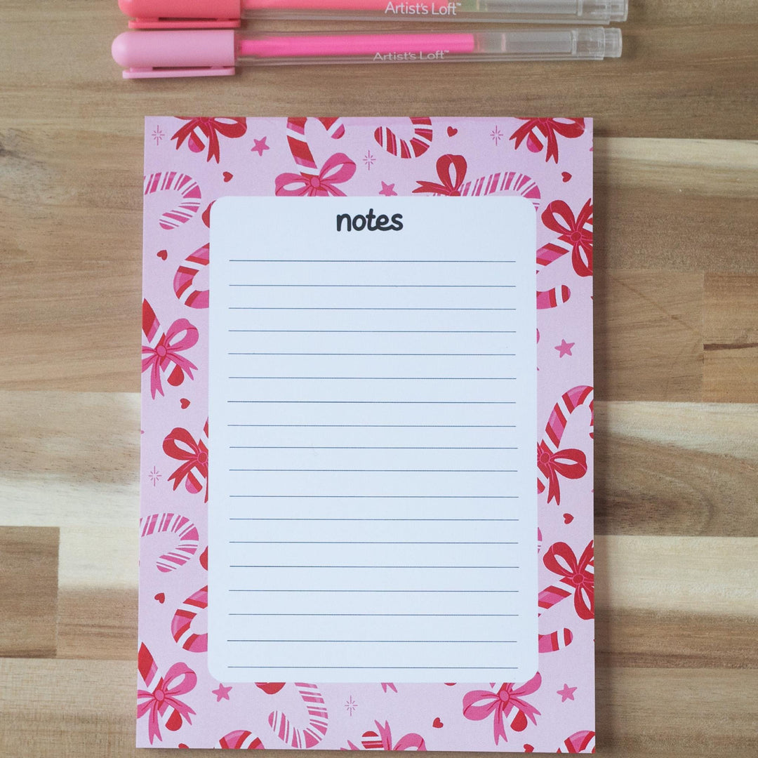 Christmas Candy Canes Notepad 5"x7", Christmas Memo Pad Stationery Lover Gift Stocking Stuffer