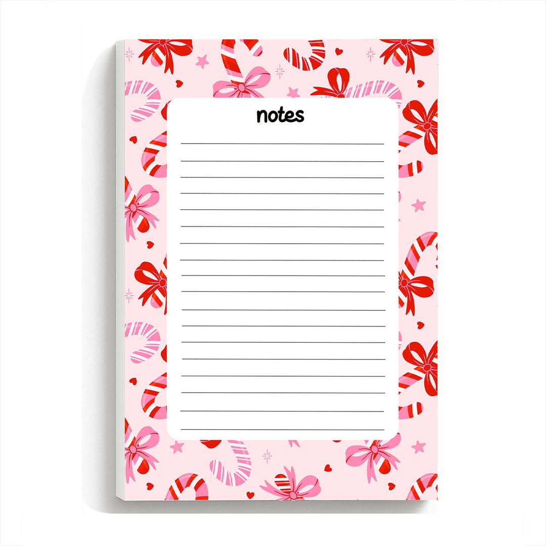 Christmas Candy Canes Notepad 5"x7", Christmas Memo Pad Stationery Lover Gift Stocking Stuffer