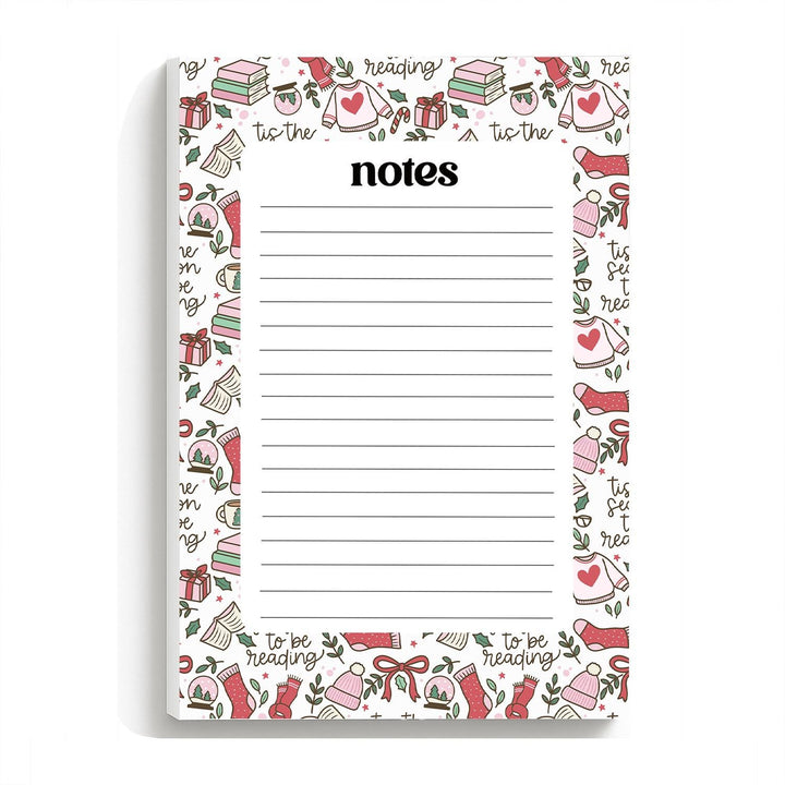 Christmas Bookish Notepad 5"x7", Christmas Memo Pad Stationery Addict Book Lover Gift Stocking Stuffer