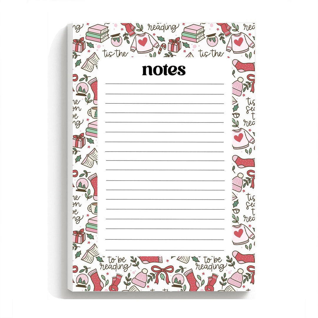 Christmas Bookish Notepad 5"x7", Christmas Memo Pad Stationery Addict Book Lover Gift Stocking Stuffer