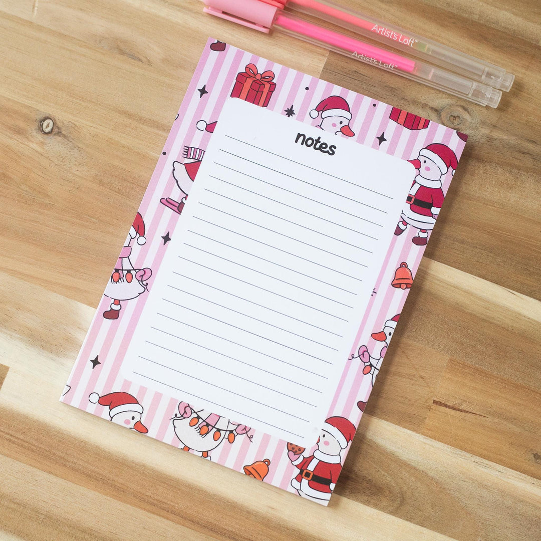 Christmas Silly Goose Notepad 5"x7", Christmas Memo Pad Stationery Addict Book Lover Gift Stocking Stuffer