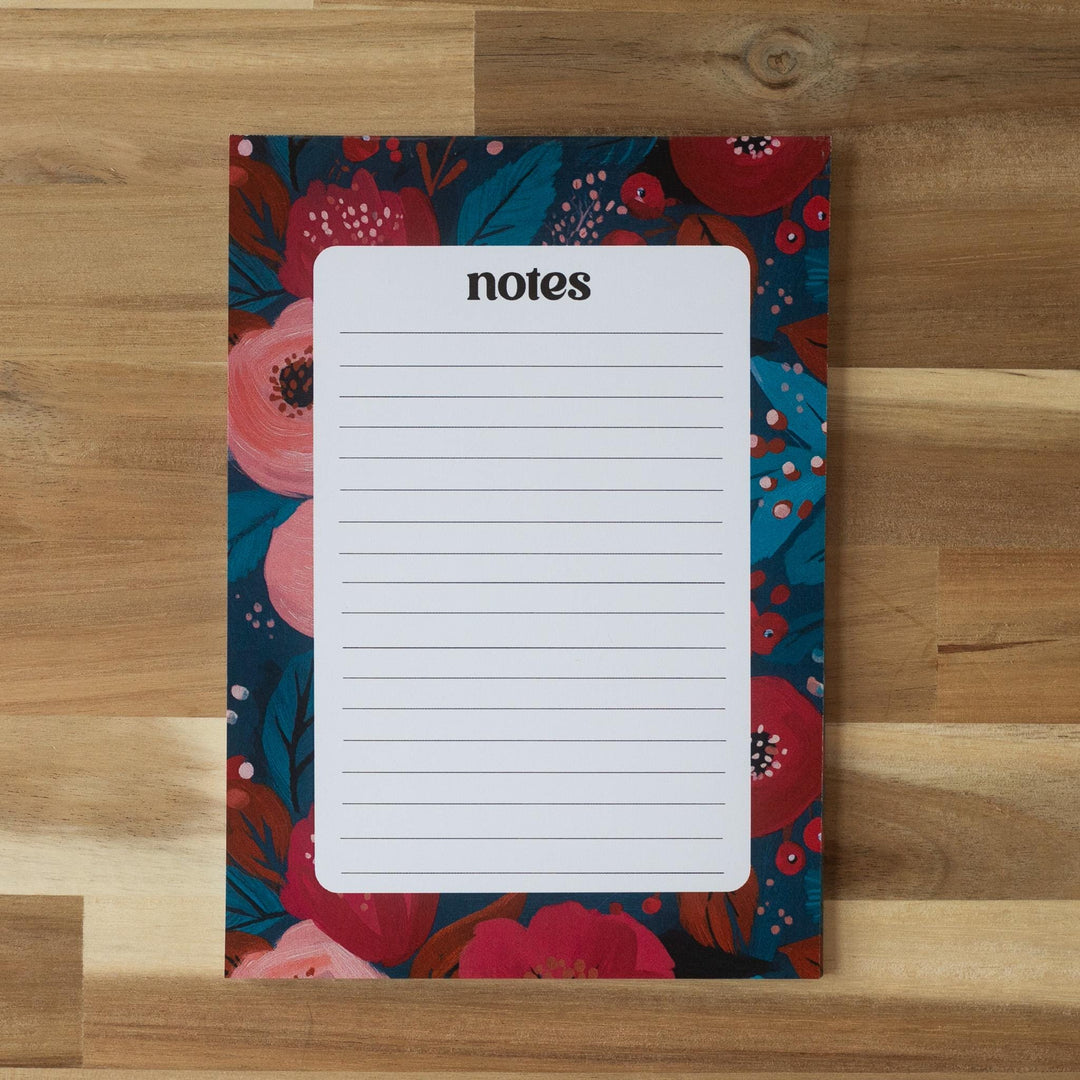 Christmas Flowers Notepad 5"x7", Christmas Memo Pad Stationery Addict Stocking Stuffer