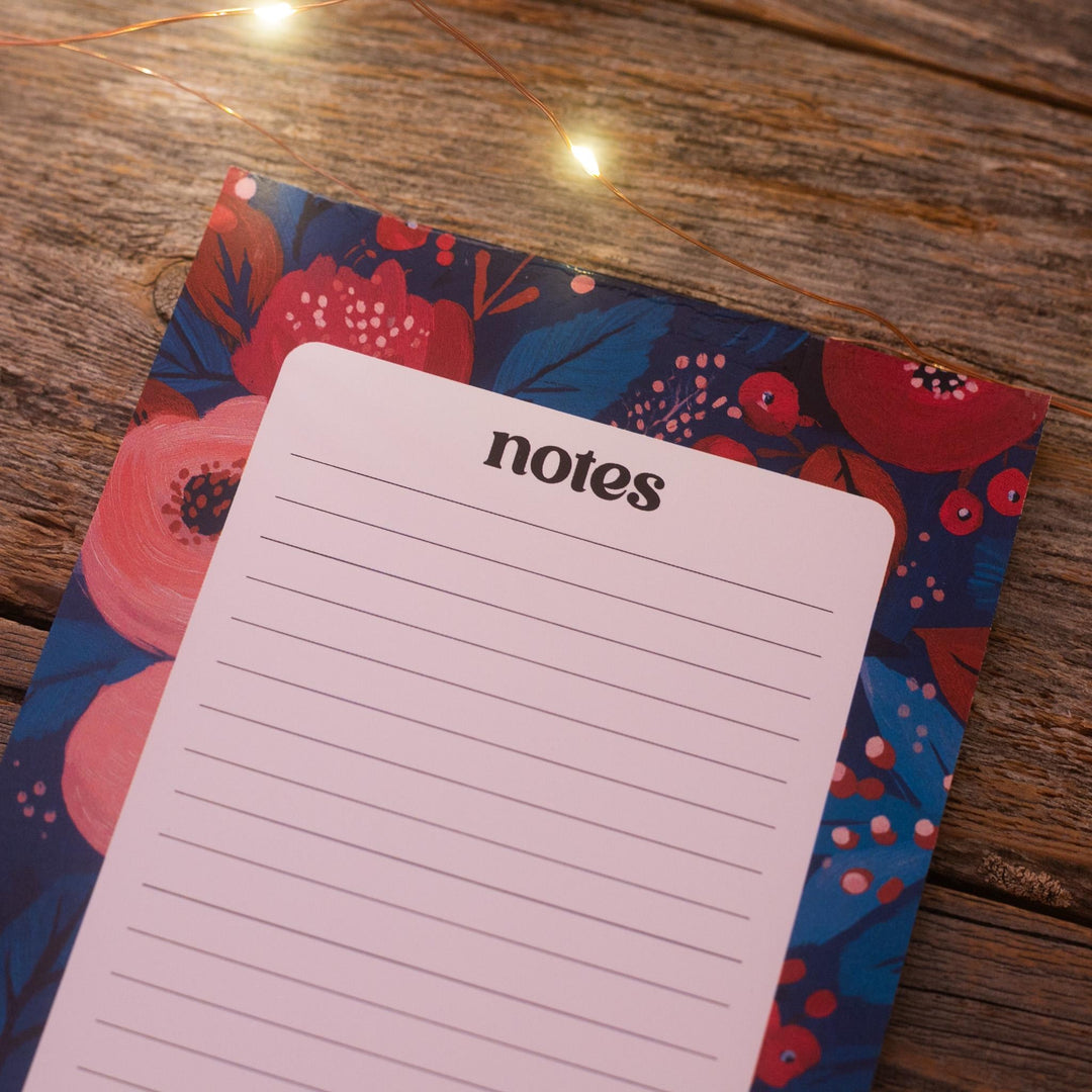 Christmas Flowers Notepad 5"x7", Christmas Memo Pad Stationery Addict Stocking Stuffer