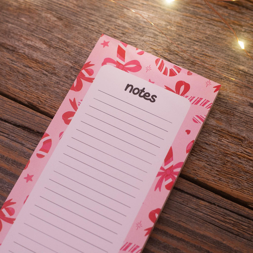 Christmas Candy Canes Notepad 3.5"x7", Christmas Memo Pad Stationery Lover Gift Stocking Stuffer