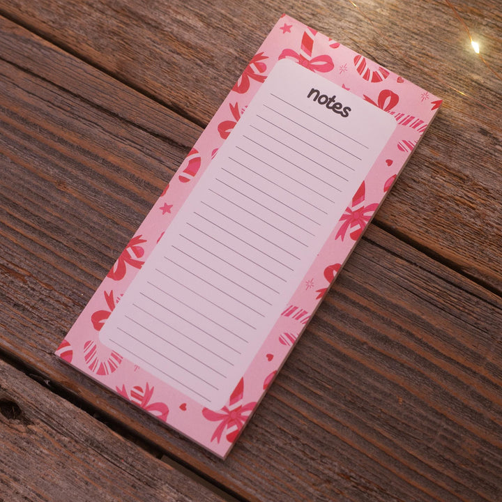 Christmas Candy Canes Notepad 3.5"x7", Christmas Memo Pad Stationery Lover Gift Stocking Stuffer