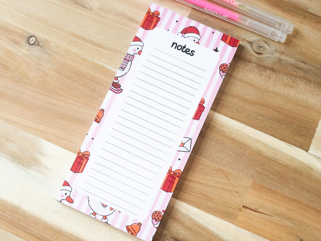 Christmas Silly Goose Notepad 3.5"x7", Christmas Memo Pad Stationery Lover Gift Stocking Stuffer