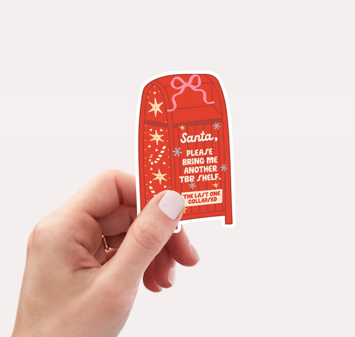 Santa Please Bring Me Another TBR Shelf Bookish Christmas Sticker, Bookish Christmas Gifts