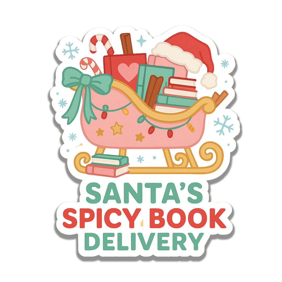 Santa's Spicy Book Delivery Sticker, Romantasy Bookish Christmas Sticker Gifts