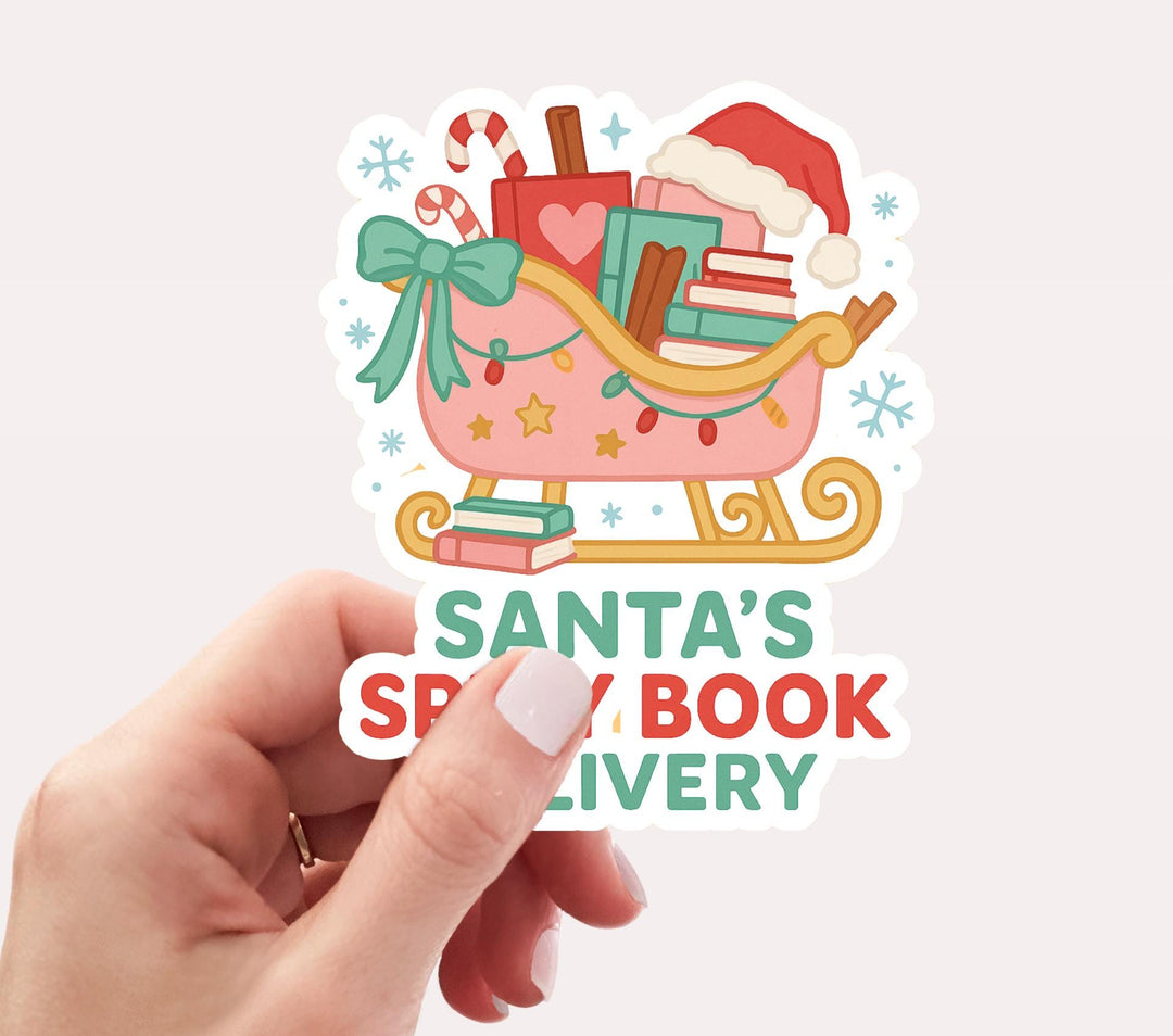 Santa's Spicy Book Delivery Sticker, Romantasy Bookish Christmas Sticker Gifts