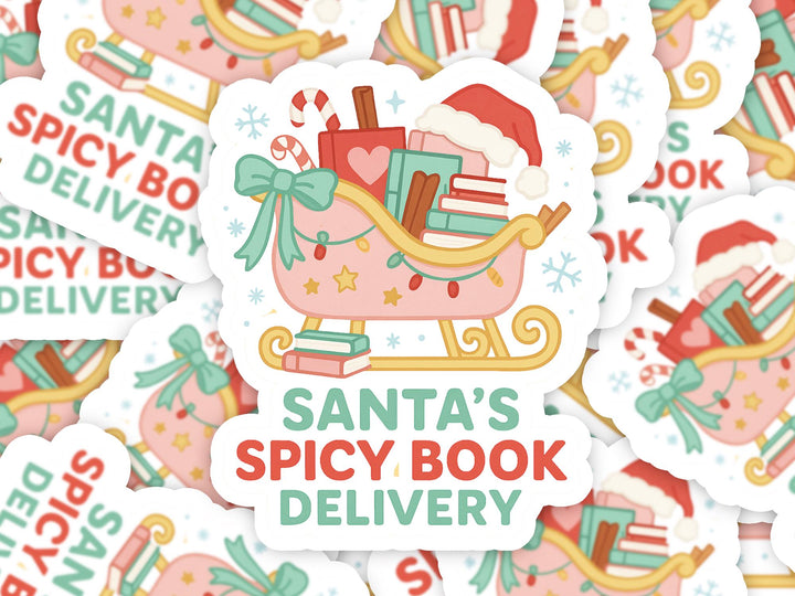 Santa's Spicy Book Delivery Sticker, Romantasy Bookish Christmas Sticker Gifts