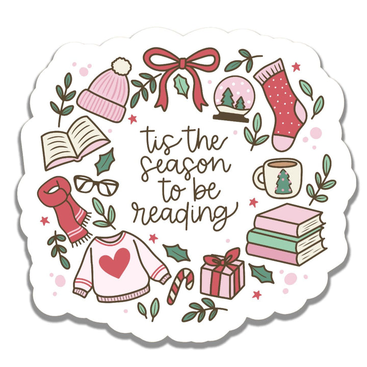 Tis The Season To Read Books Sticker, Christmas Sticker, Bookish Christmas Gifts