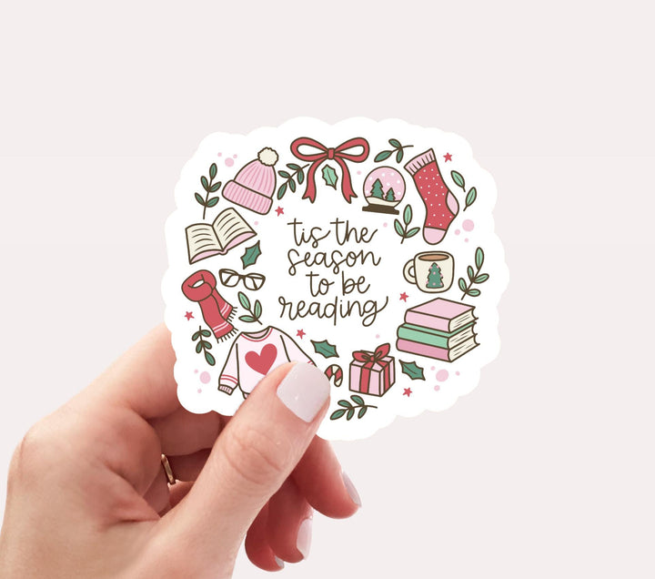 Tis The Season To Read Books Sticker, Christmas Sticker, Bookish Christmas Gifts
