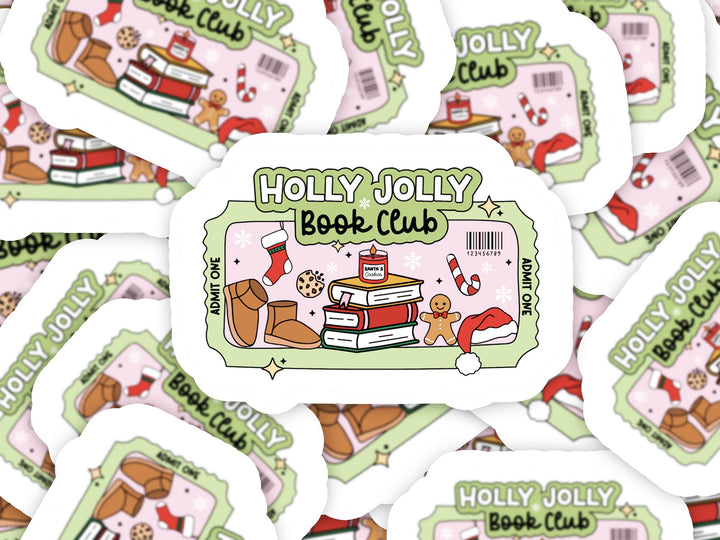 Holly Jolly Book Club Sticker, Bookish Christmas Sticker Gifts