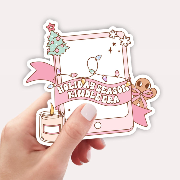Christmas Kindle Girlie Sticker, Christmas Sticker, Bookish Christmas Gifts FR3