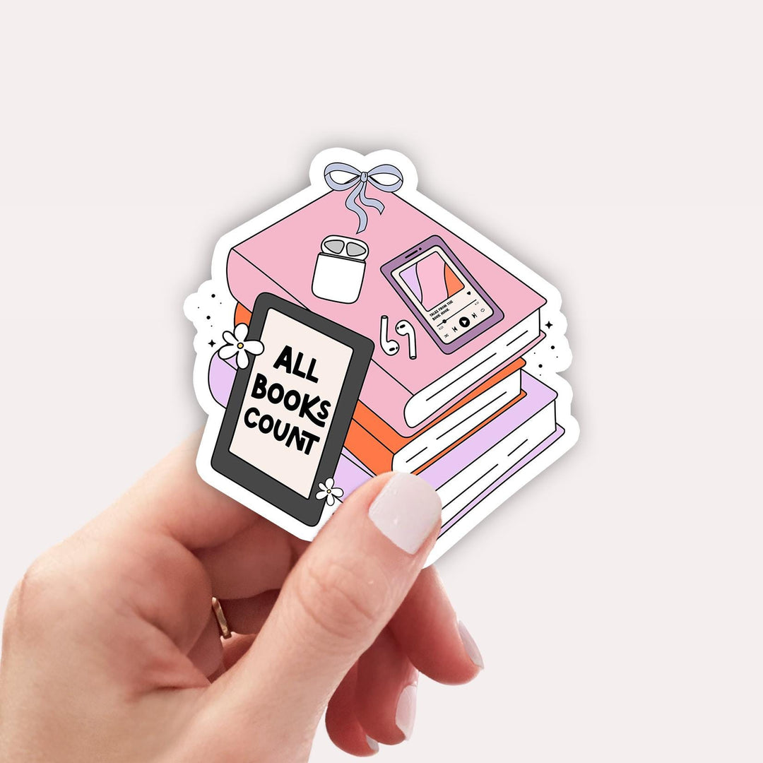 All Books Count Sticker, Kindle Sticker, Bookish Gifts ABC3