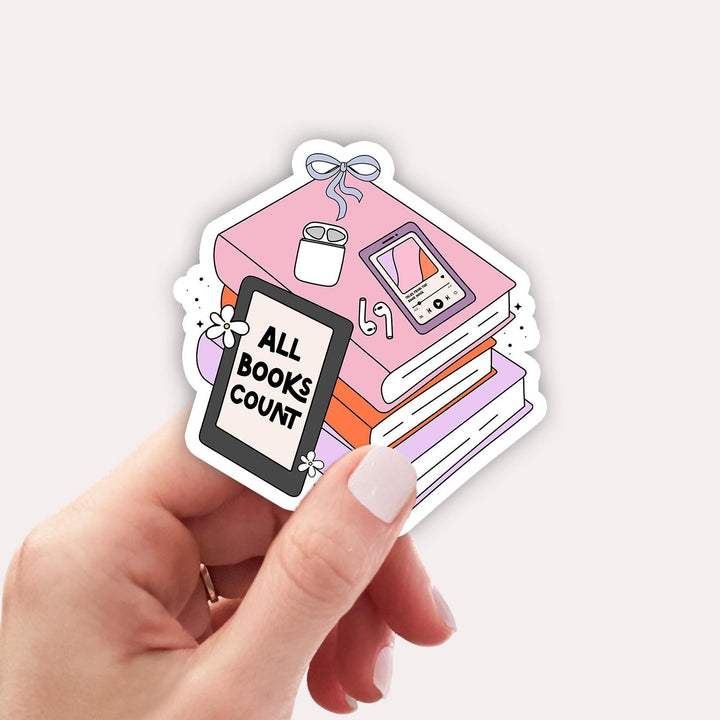 All Books Count Sticker, Kindle Sticker, Bookish Gifts ABC3