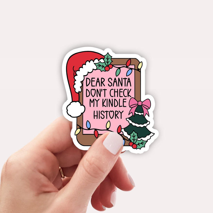 Christmas Kindle History Waterproof Sticker, Book Lover Gift