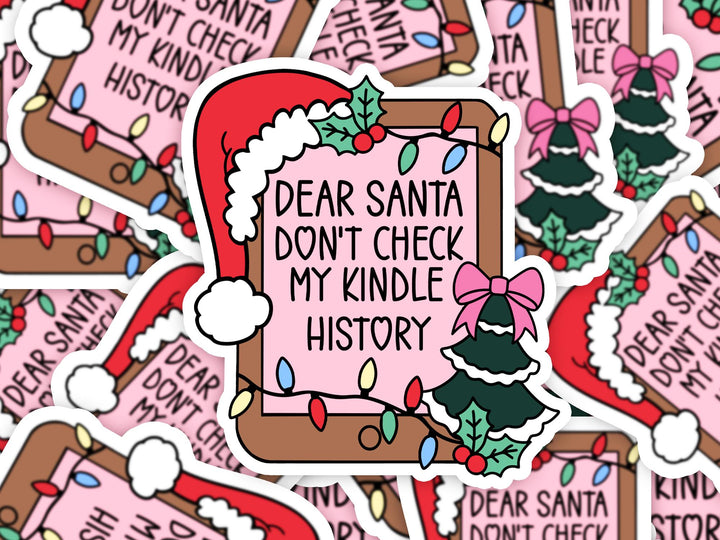 Christmas Kindle History Waterproof Sticker, Book Lover Gift