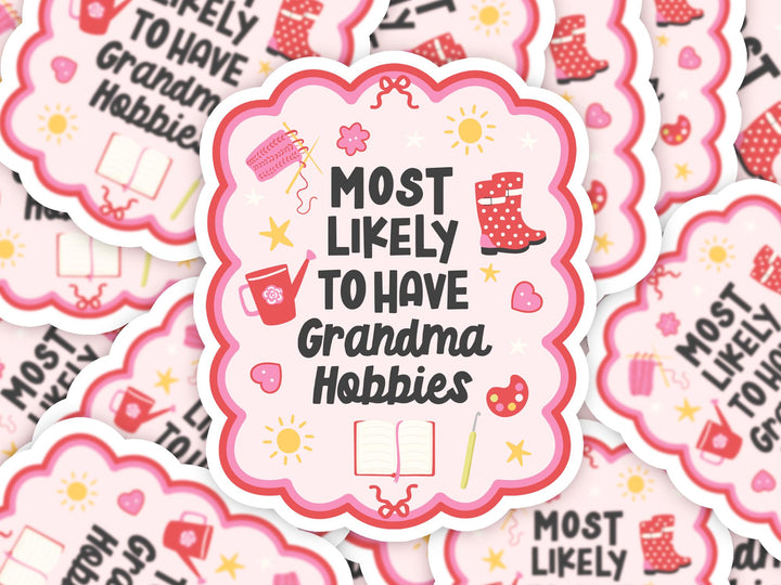 Grandma Hobbies Sticker, Kindle Sticker, Funny Gifts RET4
